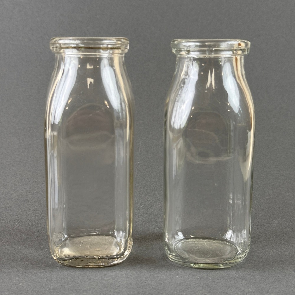 Glass 1/2 Pint Milk‎ Bottle Clear Excellent Vintage Set of 2